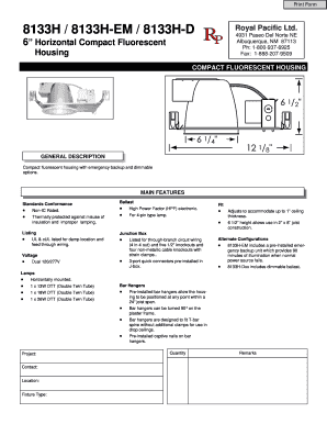 Compact Fluorescent Housing Specifications