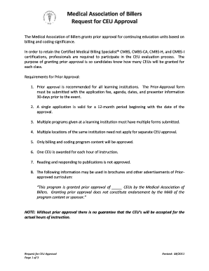 Medical Association of Billers CEU Approval Request