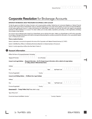Corporate Resolution for Brokerage Accounts