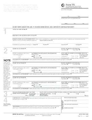 US Copyright Registration Form TX