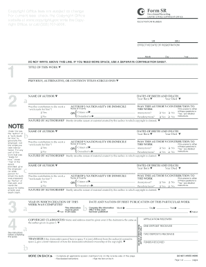 Form SR for Sound Recording Copyright Registration
