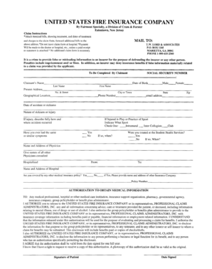 US Fire Insurance Claim Form