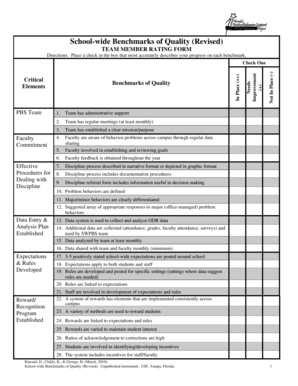 School-Wide Benchmarks of Quality Rating Form
