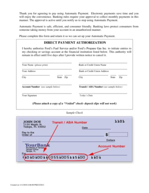 Direct Payment Authorization Form