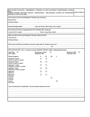 EASA Form 19 Aircraft Maintenance Licence Application