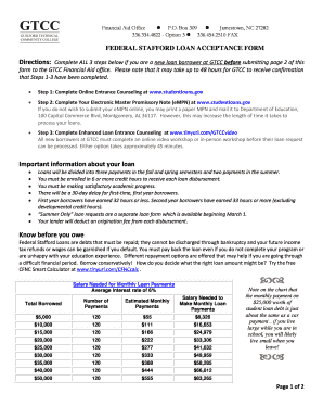 Federal Stafford Loan Acceptance Form