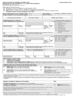 Voter List Amendment Application