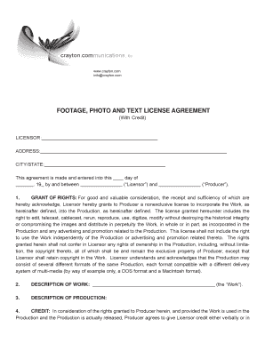 Footage Photo and Text License Agreement