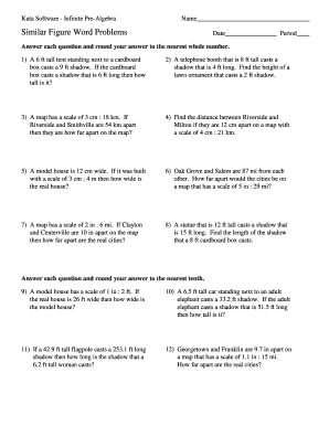 Similar Figure Word Problems Worksheet