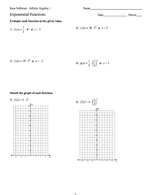 Algebra 1 Exponential Functions Worksheet