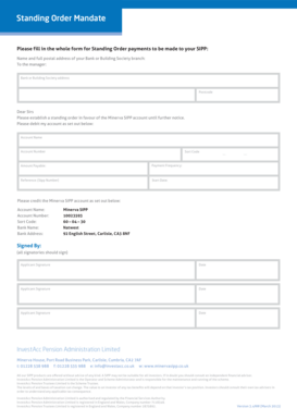 Standing Order Mandate for SIPP