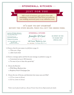 Stonewall Kitchen Jam Order Form