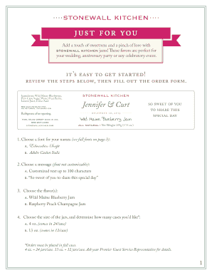 Stonewall Kitchen Jam Order Form