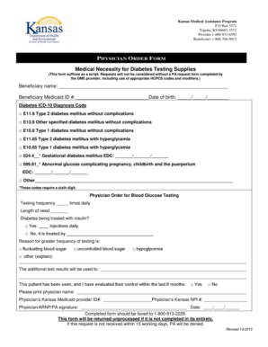 Kansas Diabetes Testing Supplies Order Form
