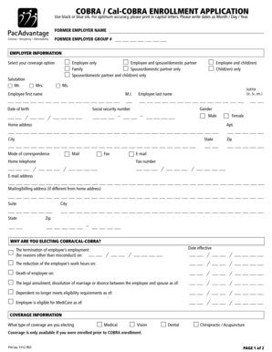 COBRA / Cal-COBRA Enrollment Application