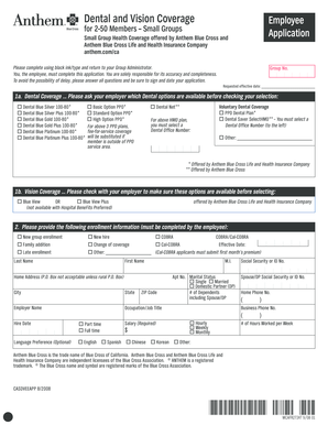 Anthem Blue Cross Dental and Vision Coverage Application