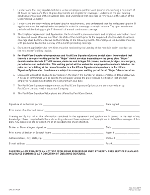 California Small Group Employer Dental and Vision Agreement