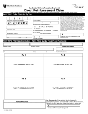 Blue Shield Prescription Drug Reimbursement Claim