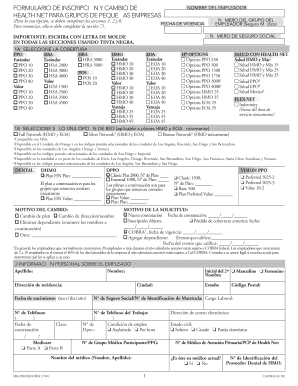 Formulario de Inscripción y Cambio
