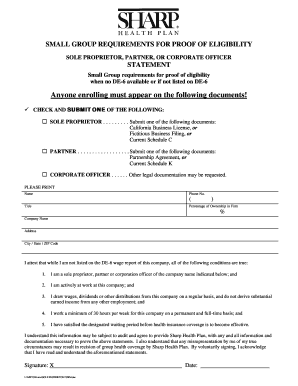 Small Group Eligibility Statement