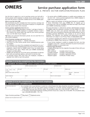 OMERS Service Purchase Application Form 260