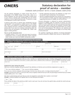 Statutory Declaration for Proof of Service – OMERS