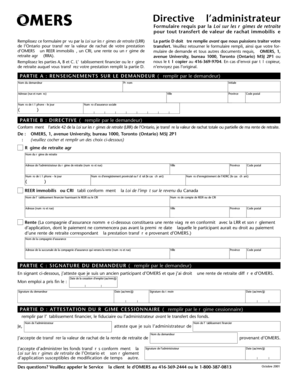 Formulaire de transfert de pension de l'Ontario