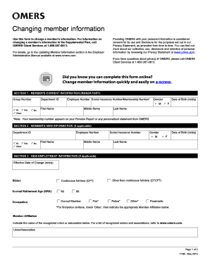OMERS Change Member Information Form