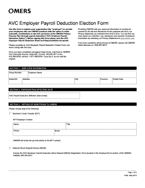 AVC Employer Payroll Deduction Election Form
