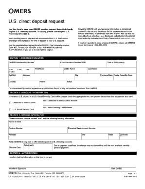 OMERS US Direct Deposit Request Form