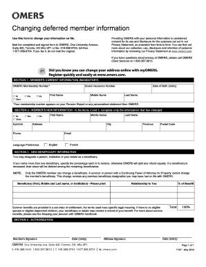 OMERS Member Information Change Form