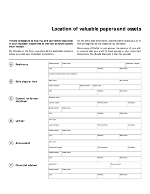 Valuable Papers and Assets Tracker