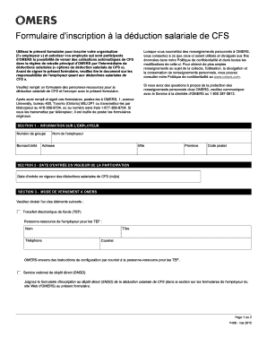 Formulaire d'inscription à la déduction salariale de CFS
