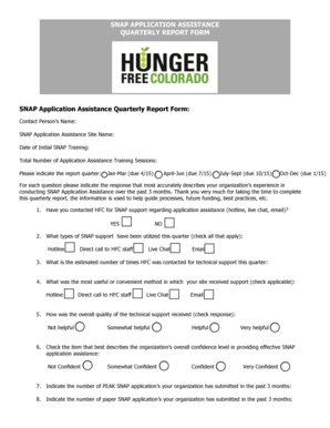 SNAP Application Assistance Quarterly Report Form