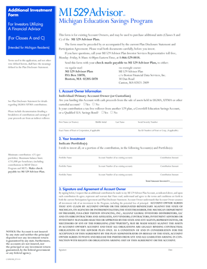 Michigan Education Savings Program Additional Investment Form