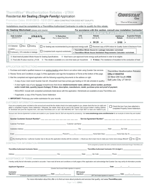Utah Residential Air Sealing Rebate Application