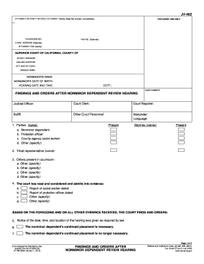Findings and Orders After Nonminor Dependent Review Hearing