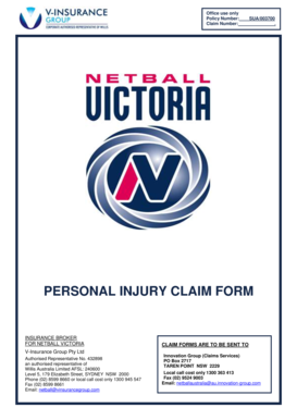 Netball Victoria Personal Injury Claim Form