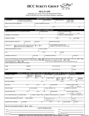 Application for License Permit and Miscellaneous Bonds