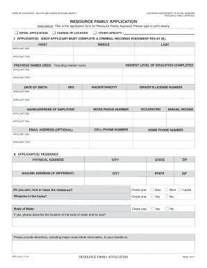 California Resource Family Application