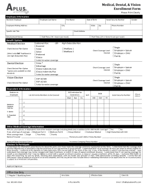Employee Medical Dental Vision Enrollment Form