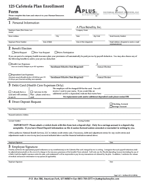 Cafeteria Plan Enrollment Form