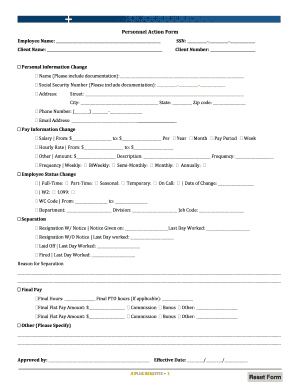 Personnel Action Form