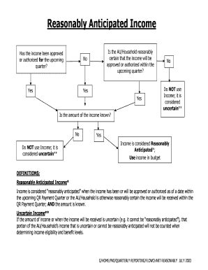 Reasonably Anticipated Income Form