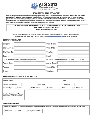 ATS 2013 Hotel Meeting Room Application - ATS 2015 International ... - conference thoracic