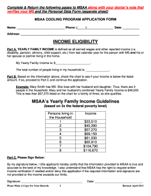 MSAA Cooling Program Application