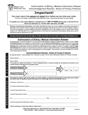 Authorization of Billing Medical Information Release