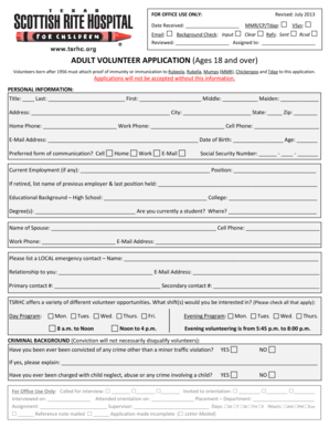 Adult Volunteer Application