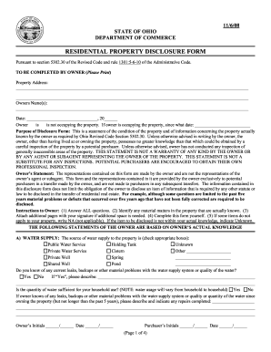 Ohio Residential Property Disclosure Form