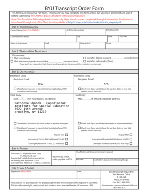 BYU Transcript Order Form
